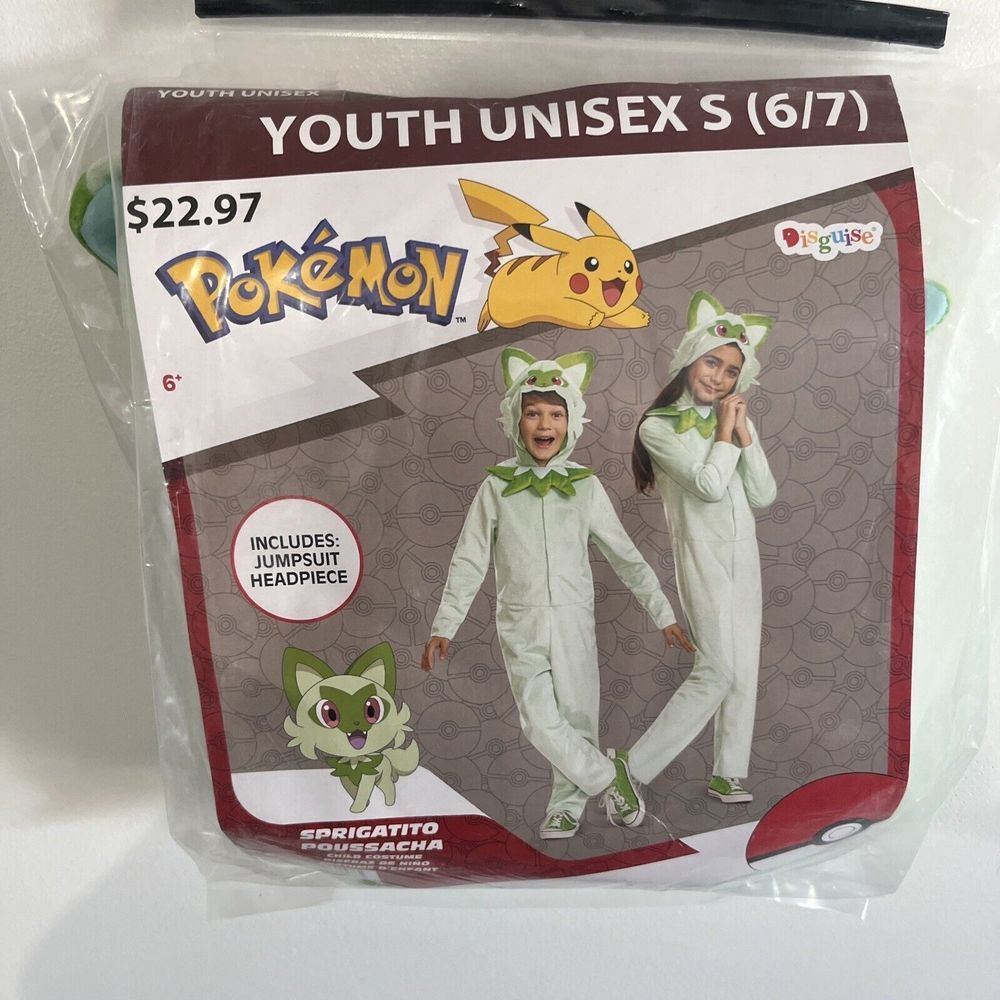 Disguise Pokemon Sprigatito Kids Costume - Green and White